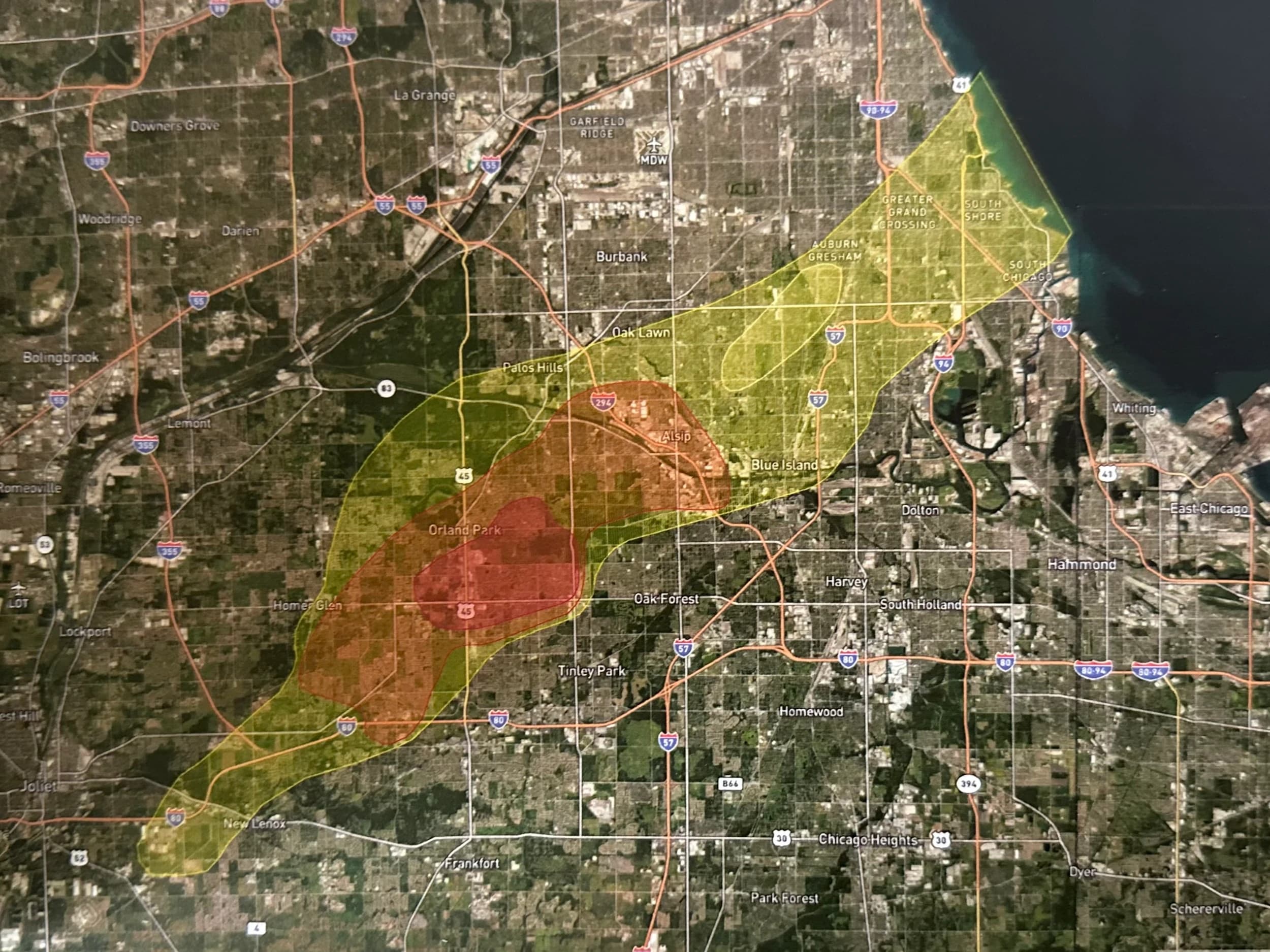 Hail Damaged Areas Map
